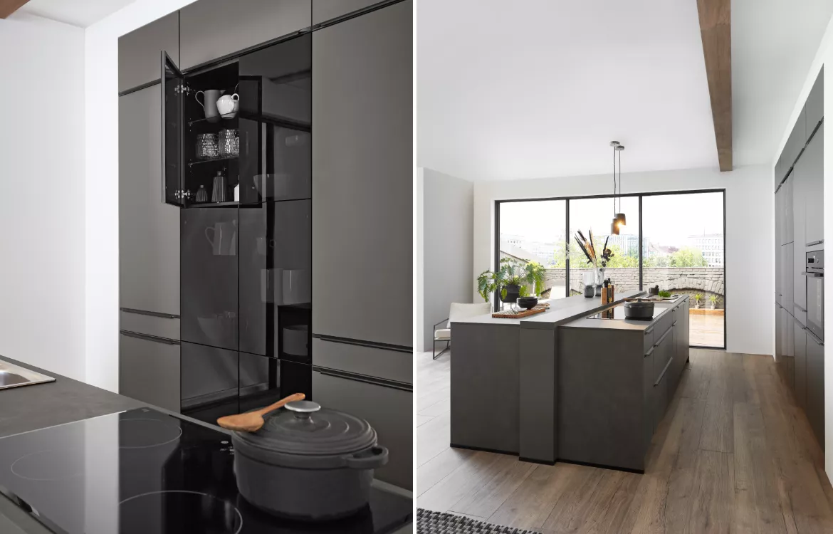 Atrium Trend mit Schwarzglastüren