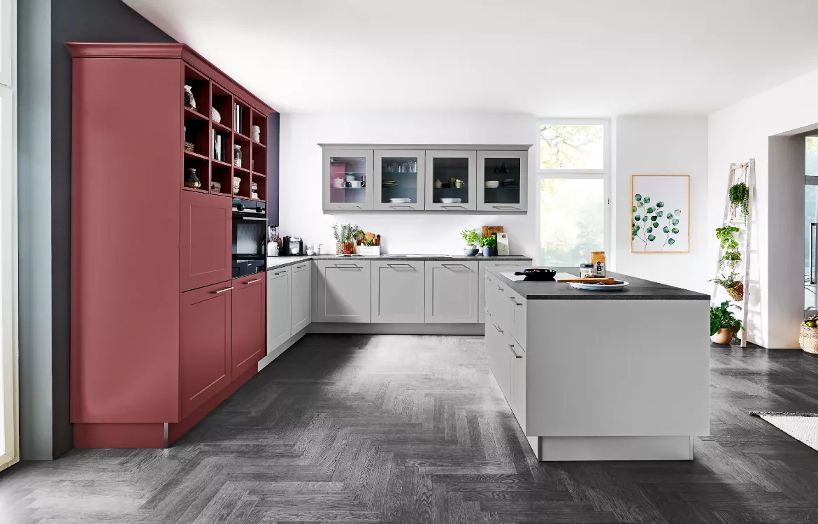 Interliving Küchenkombination grau rot